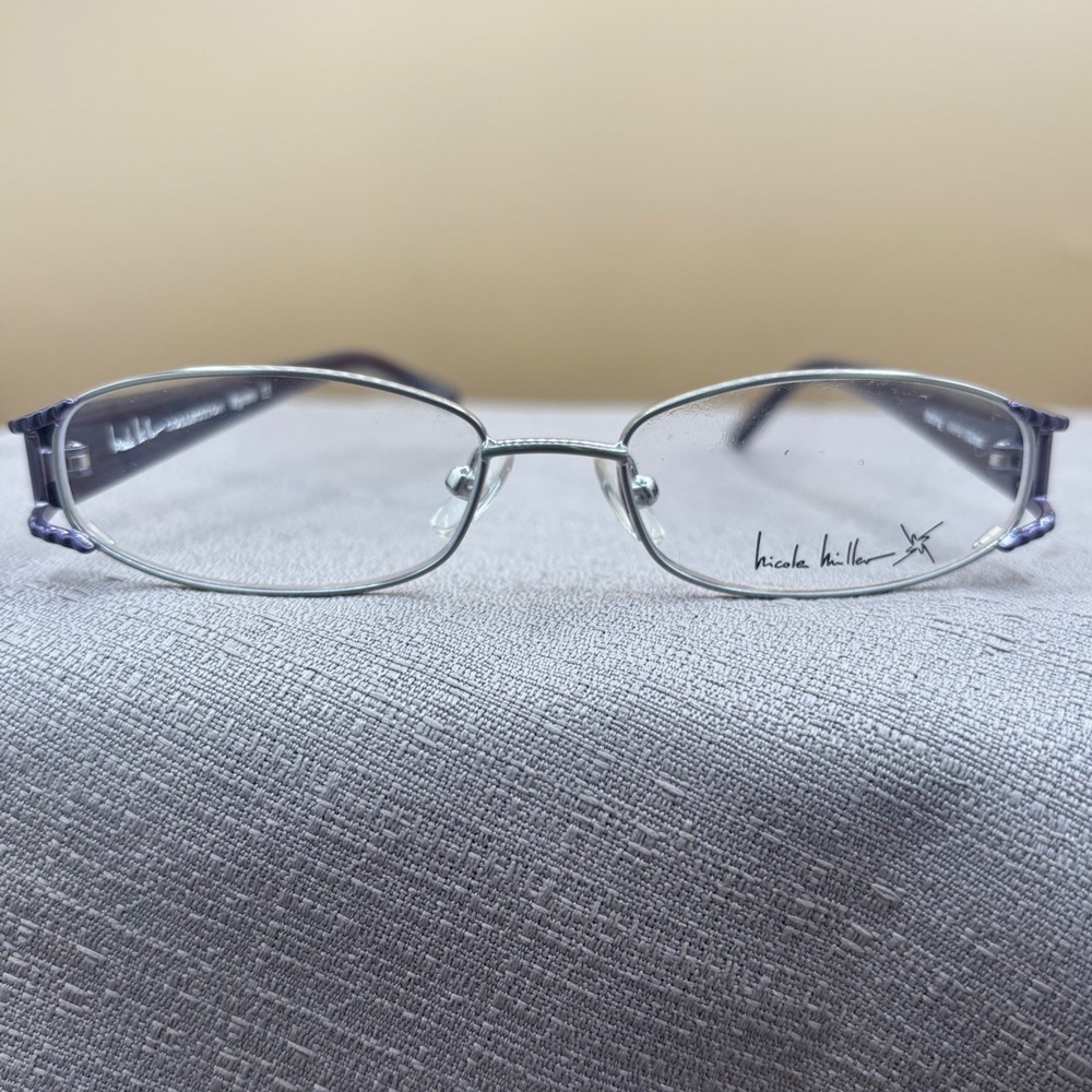 Nicole Miller Eyeglass Frames Women 49-15-130 Sterling Purple New Y2K Core
